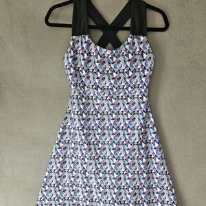 Prana Indigo Firefly Phoebe Dress Athletic Size XS Crossbody Purple Blue Geometr